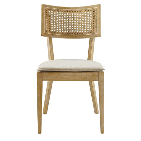 Caledonia Fabric Upholstered Wood Dining Chair Set of 2 - BUILDMYPLACE