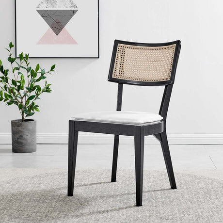 Caledonia Fabric Upholstered Wood Dining Chair Set of 2 - BUILDMYPLACE