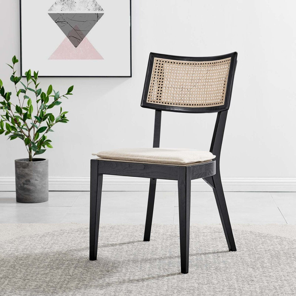 Caledonia Fabric Upholstered Wood Dining Chair Set of 2 - BUILDMYPLACE
