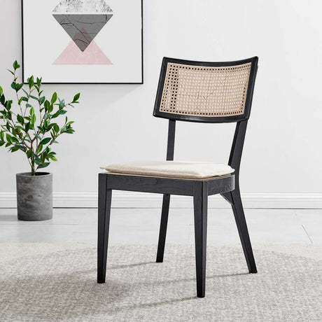 Caledonia Fabric Upholstered Wood Dining Chair Set of 2 - BUILDMYPLACE