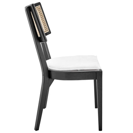 Caledonia Fabric Upholstered Wood Dining Chair Set of 2 - BUILDMYPLACE