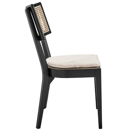 Caledonia Fabric Upholstered Wood Dining Chair Set of 2 - BUILDMYPLACE