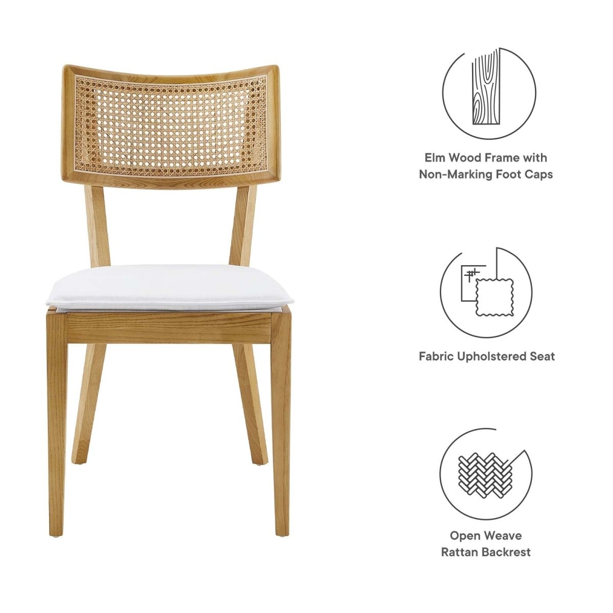 Caledonia Fabric Upholstered Wood Dining Chair Set of 2 - BUILDMYPLACE