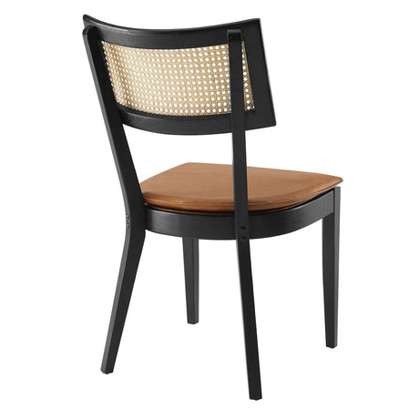 Caledonia Vegan Leather Upholstered Wood Dining Chairs - Set of 2 - BUILDMYPLACE