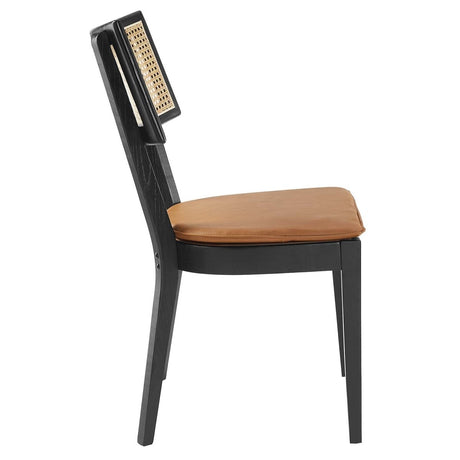 Caledonia Vegan Leather Upholstered Wood Dining Chairs - Set of 2 - BUILDMYPLACE