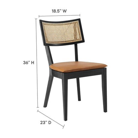 Caledonia Vegan Leather Upholstered Wood Dining Chairs - Set of 2 - BUILDMYPLACE