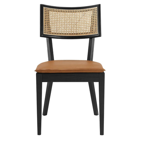 Caledonia Vegan Leather Upholstered Wood Dining Chairs - Set of 2 - BUILDMYPLACE