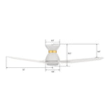 CALEN 44 inch 3 - Blade Flush Mount Smart Ceiling Fan with LED Light & Remote - LEDMyPlace