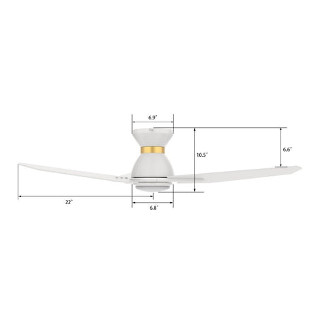 CALEN 44 inch 3 - Blade Flush Mount Smart Ceiling Fan with LED Light & Remote - LEDMyPlace