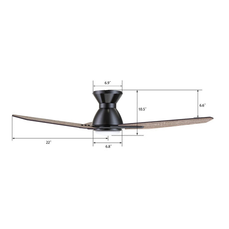 CALEN 44 inch 3 - Blade Flush Mount Smart Ceiling Fan with LED Light & Remote - LEDMyPlace
