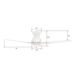 CALEN 48 inch 3 - Blade Flush Mount Smart Ceiling Fan with LED Light & Remote - LEDMyPlace