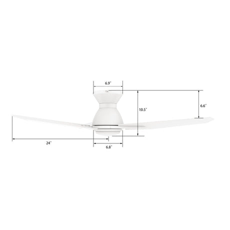CALEN 48 inch 3 - Blade Flush Mount Smart Ceiling Fan with LED Light & Remote - LEDMyPlace