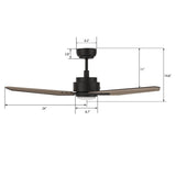 CALEN 48 inch 3 - Blade Smart Ceiling Fan with LED Light & Remote - LEDMyPlace