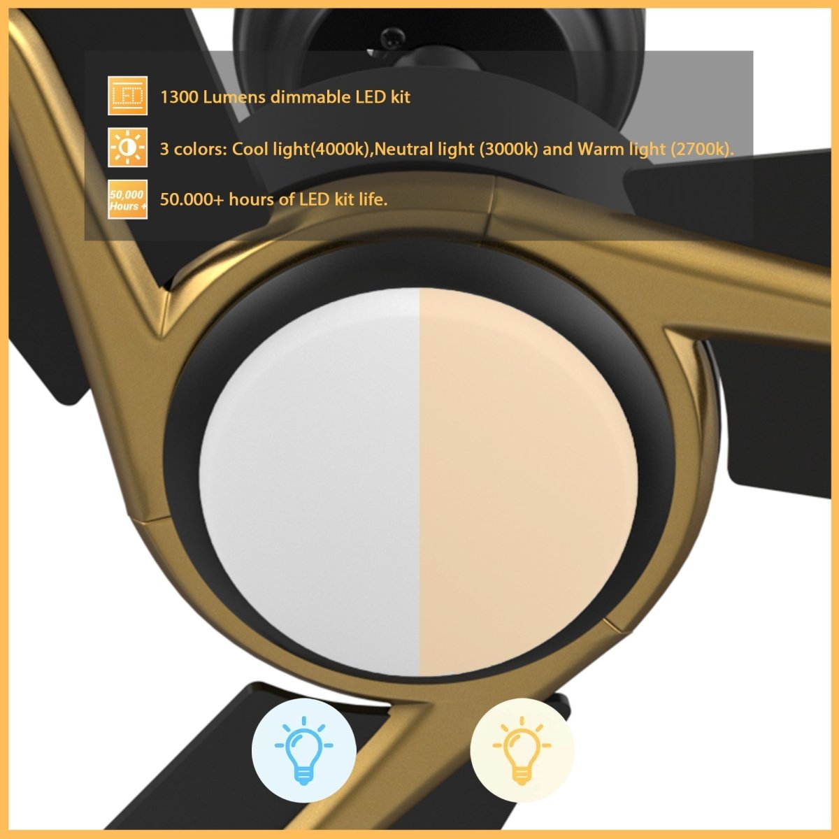 CALEN 48 inch 3 - Blade Smart Ceiling Fan with LED Light & Remote - LEDMyPlace