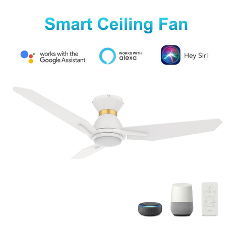 CALEN 52 inch 3 - Blade Flush Mount Smart Ceiling Fan with LED Light & Remote - LEDMyPlace