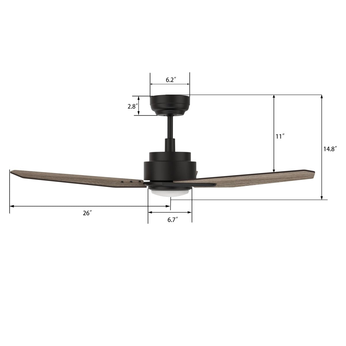 CALEN 52 inch 3 - Blade Smart Ceiling Fan with LED Light & Remote - LEDMyPlace