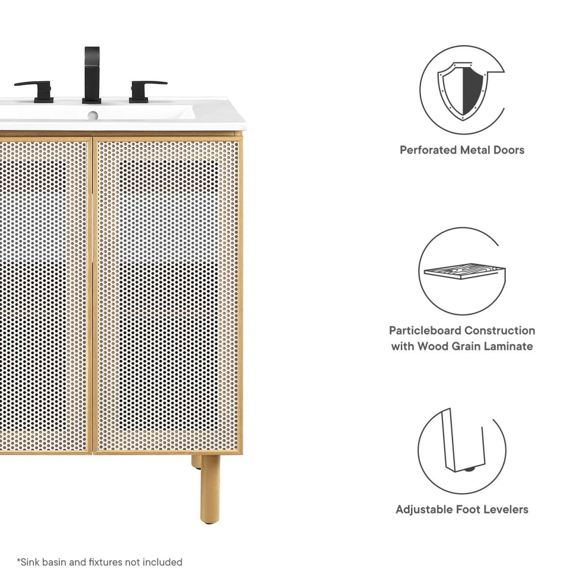 Calla 24" Perforated Metal Bathroom Vanity Cabinet (Sink Basin Not Included) - BUILDMYPLACE