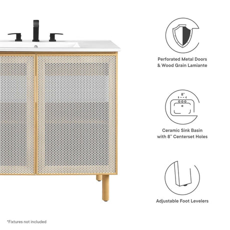 Calla 36" Perforated Metal Bathroom Vanity - BUILDMYPLACE