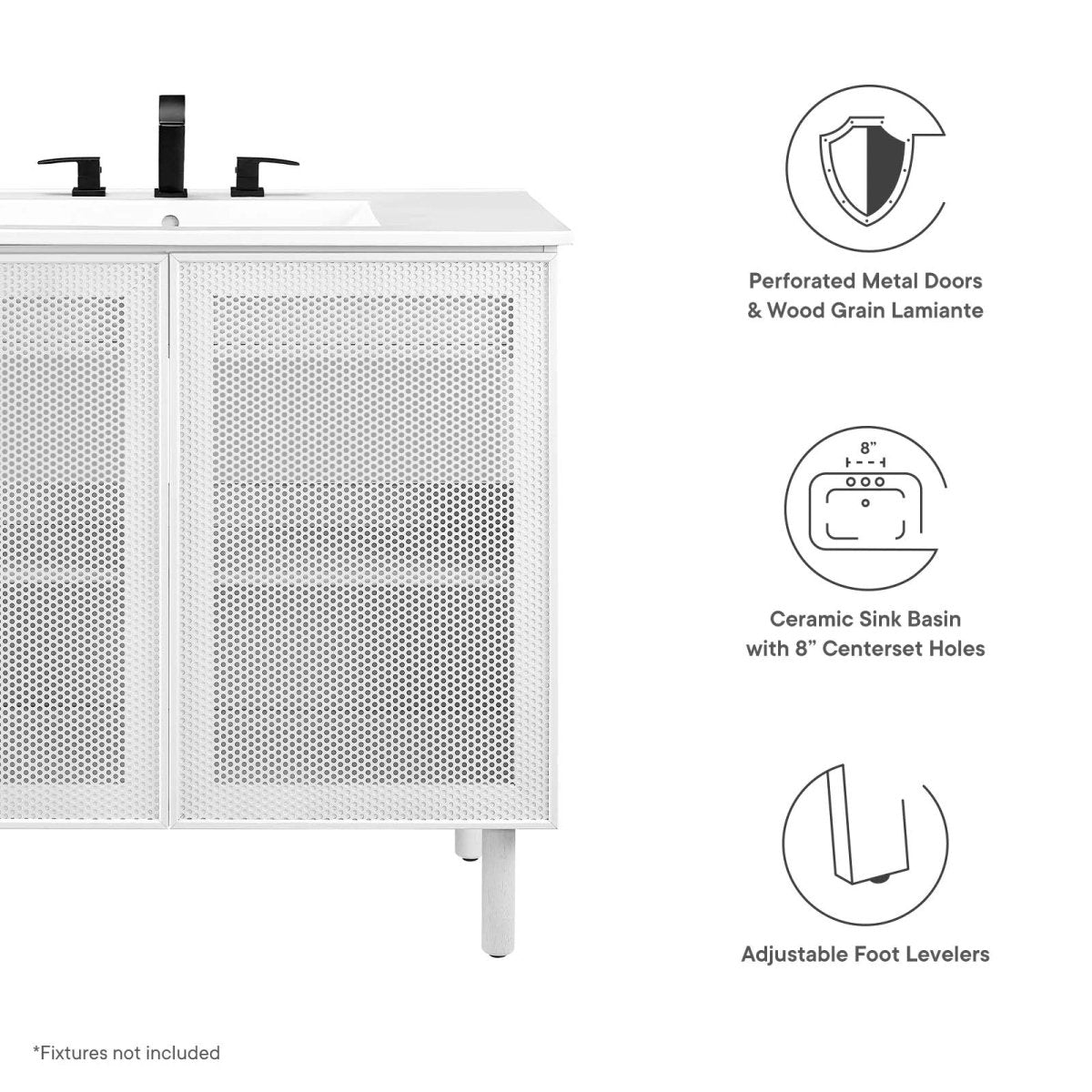 Calla 36" Perforated Metal Bathroom Vanity - BUILDMYPLACE