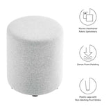 Callum 16" Round Woven Heathered Fabric Upholstered Ottoman - BUILDMYPLACE