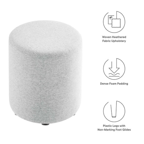 Callum 16" Round Woven Heathered Fabric Upholstered Ottoman - BUILDMYPLACE