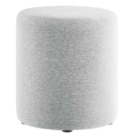 Callum 16" Round Woven Heathered Fabric Upholstered Ottoman - BUILDMYPLACE