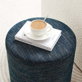 Callum 16" Round Woven Heathered Fabric Upholstered Ottoman - BUILDMYPLACE