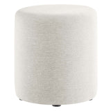 Callum 16" Round Woven Heathered Fabric Upholstered Ottoman - BUILDMYPLACE
