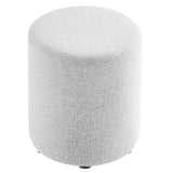 Callum 16" Round Woven Heathered Fabric Upholstered Ottoman - BUILDMYPLACE