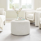 Callum Large 23" Round Woven Heathered Fabric Upholstered Ottoman - BUILDMYPLACE