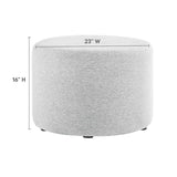 Callum Large 23" Round Woven Heathered Fabric Upholstered Ottoman - BUILDMYPLACE