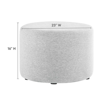 Callum Large 23" Round Woven Heathered Fabric Upholstered Ottoman - BUILDMYPLACE