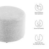 Callum Large 23" Round Woven Heathered Fabric Upholstered Ottoman - BUILDMYPLACE