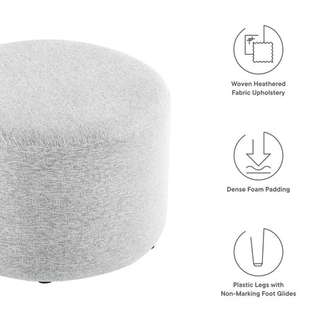 Callum Large 23" Round Woven Heathered Fabric Upholstered Ottoman - BUILDMYPLACE