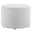 Callum Large 23" Round Woven Heathered Fabric Upholstered Ottoman - BUILDMYPLACE