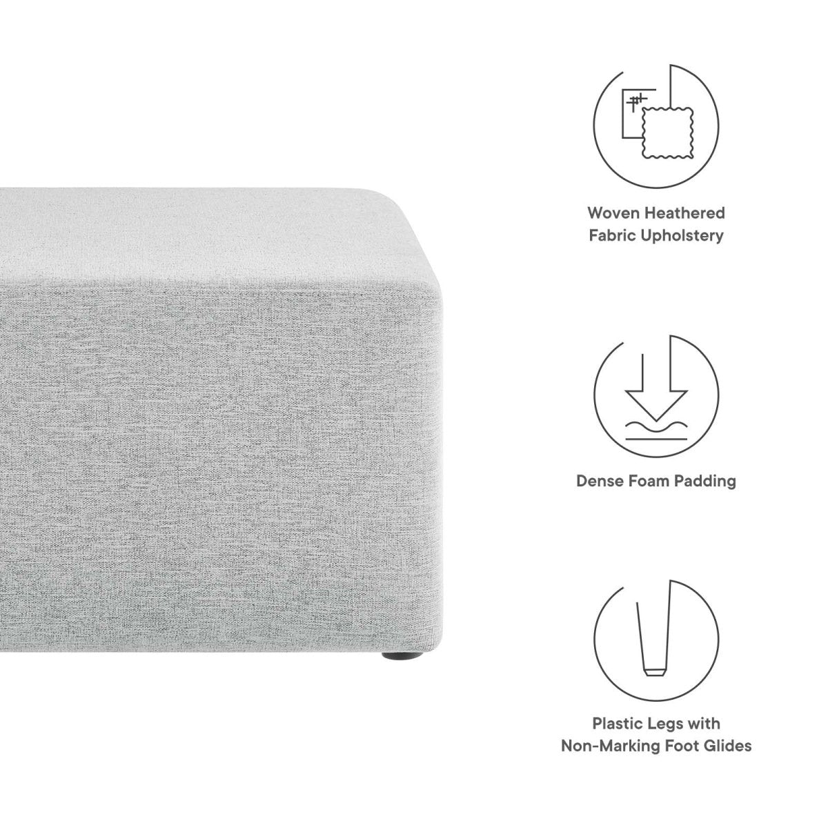 Callum Large 28" Square Woven Heathered Fabric Upholstered Ottoman - BUILDMYPLACE