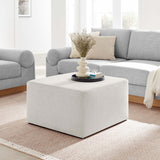 Callum Large 28" Square Woven Heathered Fabric Upholstered Ottoman - BUILDMYPLACE