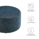 Callum Large 29" Round Woven Heathered Fabric Upholstered Ottoman - BUILDMYPLACE