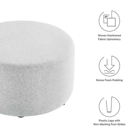 Callum Large 29" Round Woven Heathered Fabric Upholstered Ottoman - BUILDMYPLACE