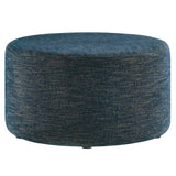 Callum Large 29" Round Woven Heathered Fabric Upholstered Ottoman - BUILDMYPLACE