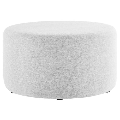 Callum Large 29" Round Woven Heathered Fabric Upholstered Ottoman - BUILDMYPLACE