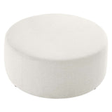Callum Large 38" Round Woven Heathered Fabric Upholstered Ottoman - BUILDMYPLACE
