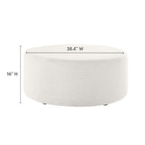 Callum Large 38" Round Woven Heathered Fabric Upholstered Ottoman - BUILDMYPLACE