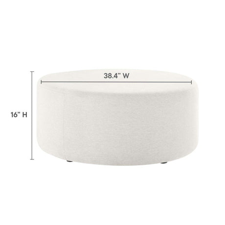Callum Large 38" Round Woven Heathered Fabric Upholstered Ottoman - BUILDMYPLACE