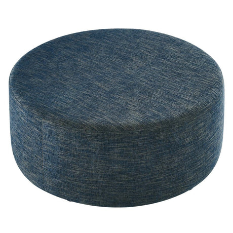 Callum Large 38" Round Woven Heathered Fabric Upholstered Ottoman - BUILDMYPLACE