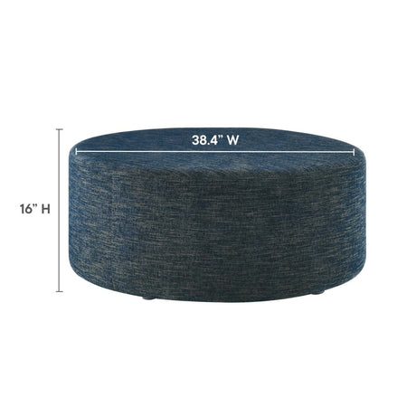 Callum Large 38" Round Woven Heathered Fabric Upholstered Ottoman - BUILDMYPLACE