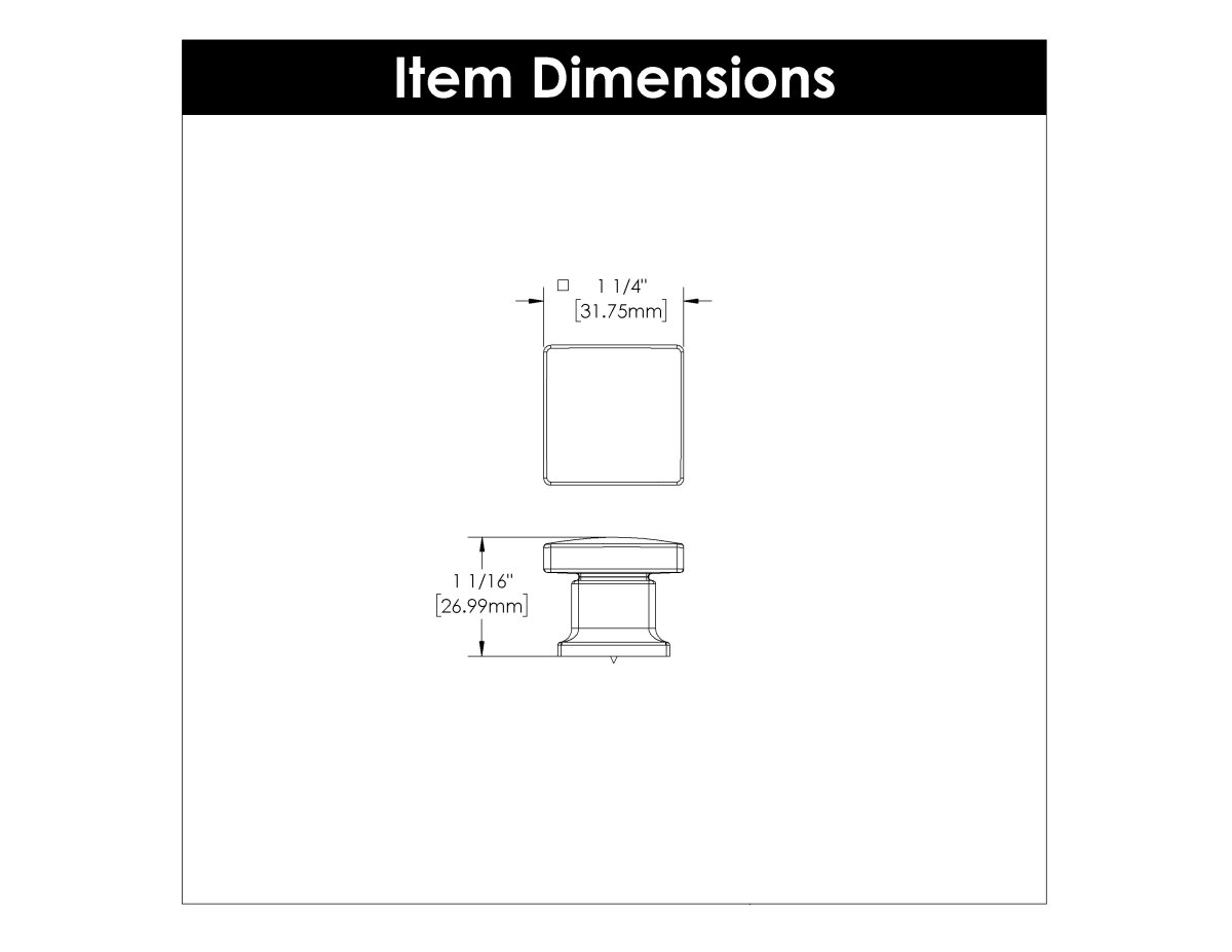 Cambridge Collection - Belwith Keeler - Knob, 1 - 1/4" Sq. | B077924 - BUILDMYPLACE