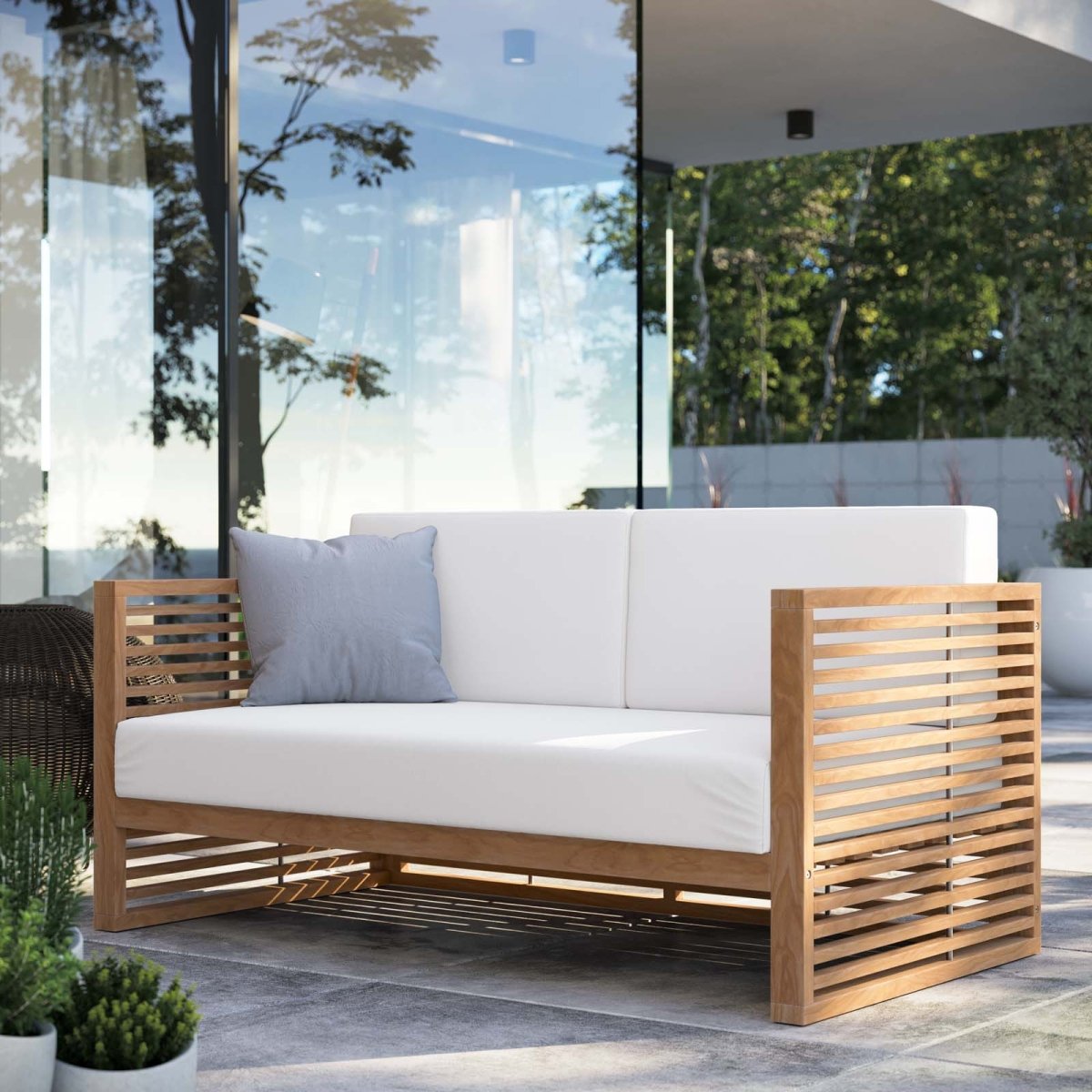 Carlsbad Teak Wood Outdoor Patio Loveseat - BUILDMYPLACE