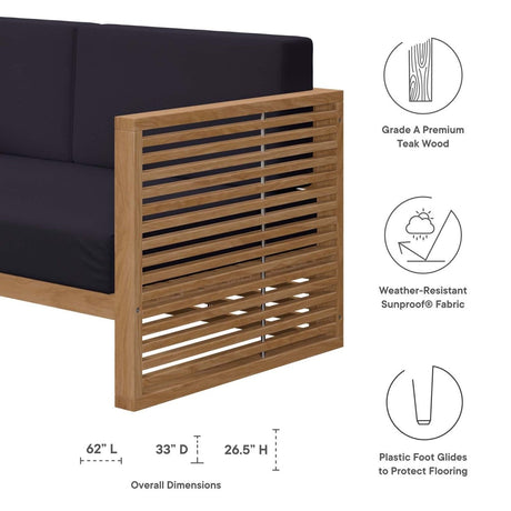 Carlsbad Teak Wood Outdoor Patio Loveseat - BUILDMYPLACE
