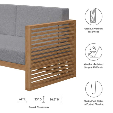 Carlsbad Teak Wood Outdoor Patio Loveseat - BUILDMYPLACE